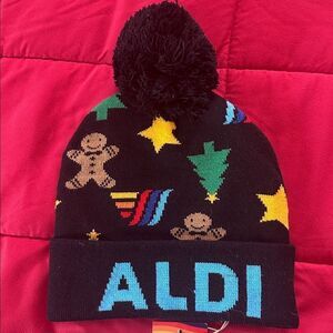 Aldi Beanie Hat Holiday Christmas Black 2024